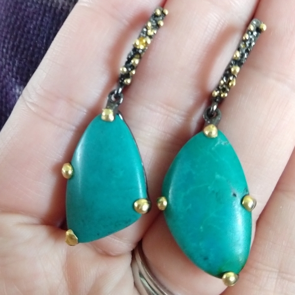 Turquoise sterling silver earrings - Picture 5 of 8